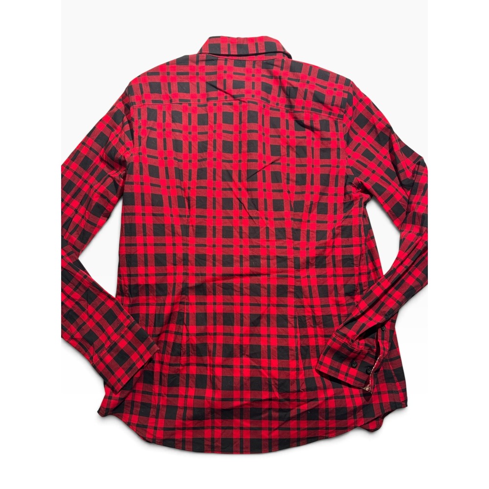Chaps Womens Red Black Plaid No Iron Button Down Shirt Long Sleeve Size Medium - Picture 5 of 5